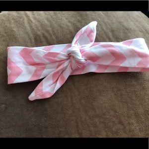 Pink and white chevron headband